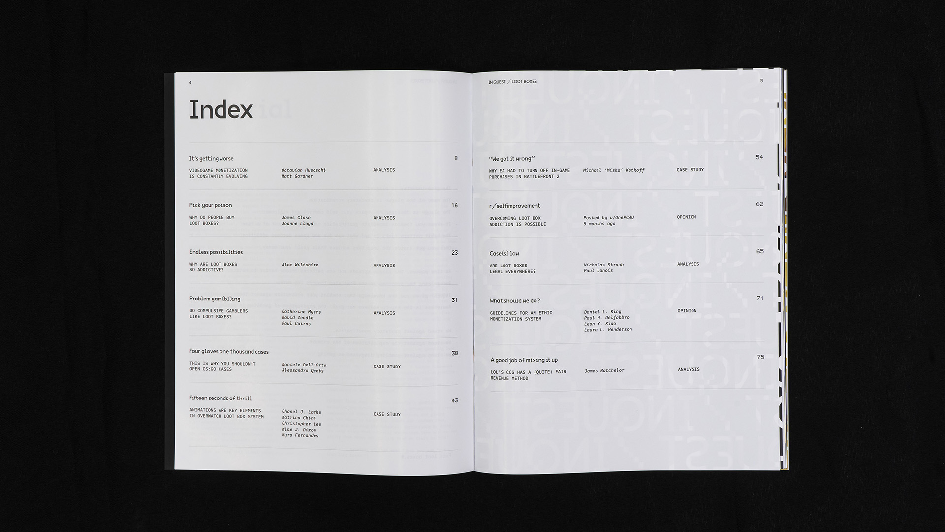 Inquest magazine's index